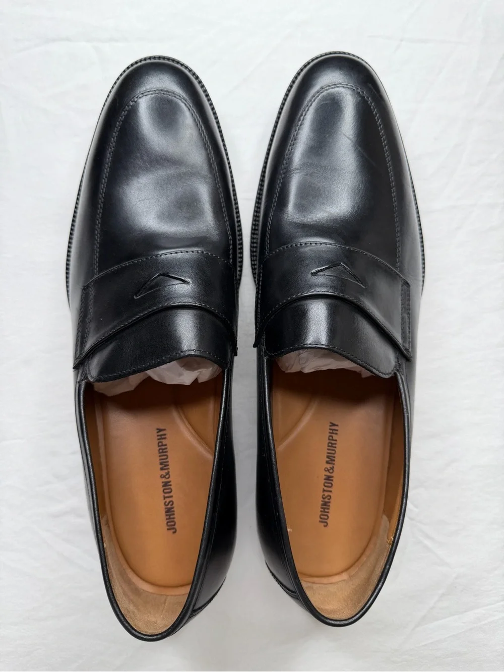 Johnston & Murphy Penny Loafers Satin Black Dress Shoe Size 13